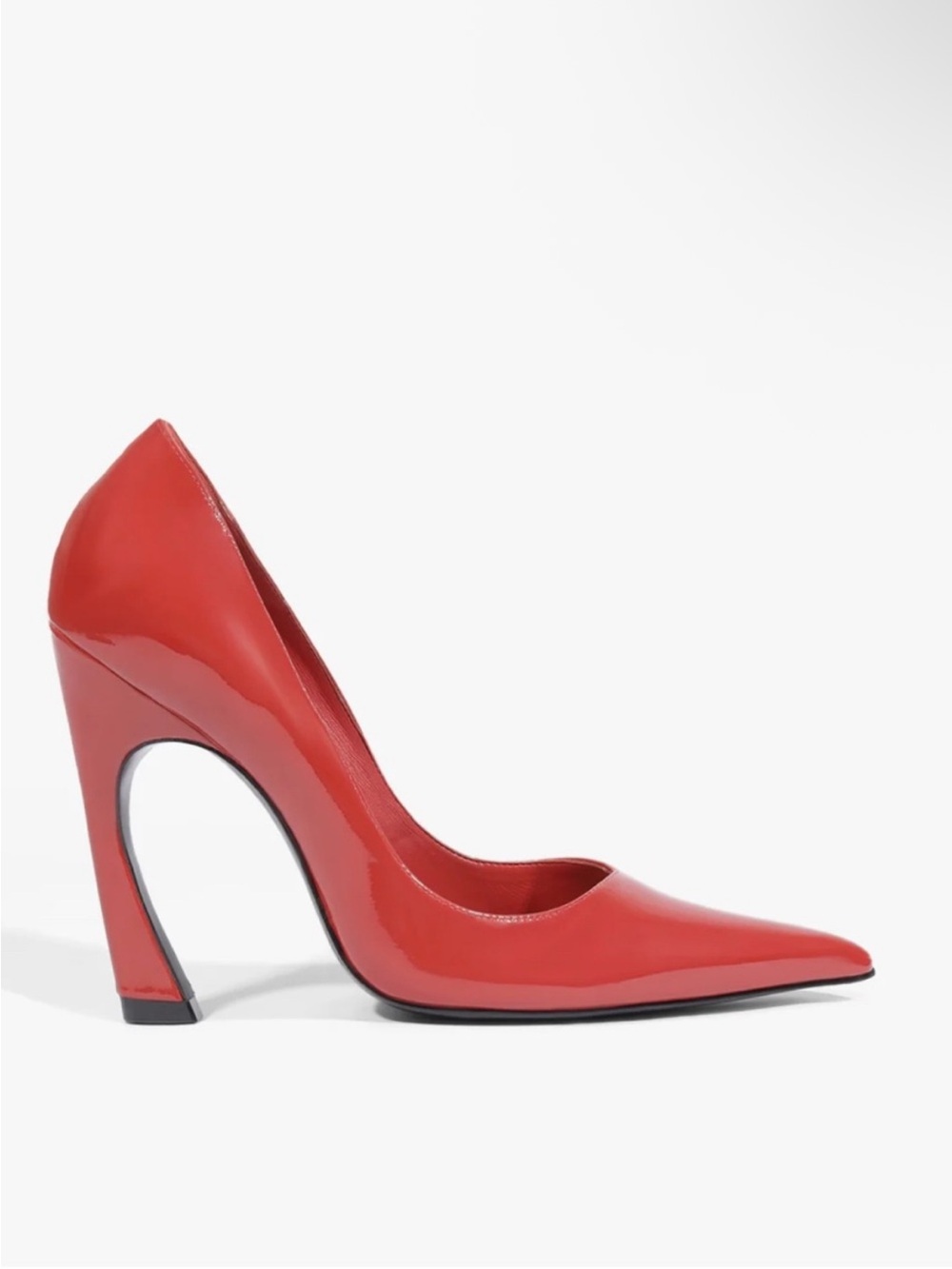 SCHUTZ Red Patent Pointed Toe Sculpted Heel Pump